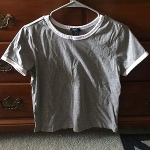 Light grey crop top.